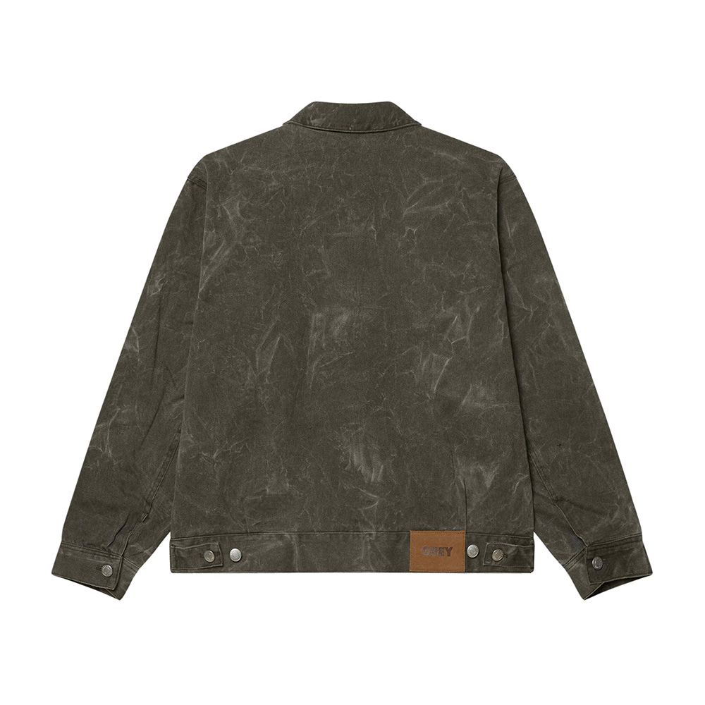 CHAQUETA OBEY WORKMAN ZIP JACKET BLACK OLIVE WRINKLE WASH | Mechanic