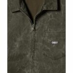 CHAQUETA OBEY WORKMAN ZIP JACKET BLACK OLIVE WRINKLE WASH | Mechanic