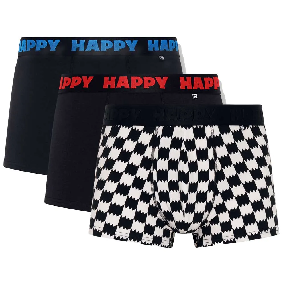 CAJA BOXER HAPPY SOCKS PACK-3 BLACK MIX | Mechanic